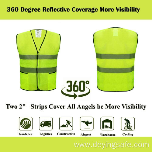 safety reflective running vest with 2 refletive stripes